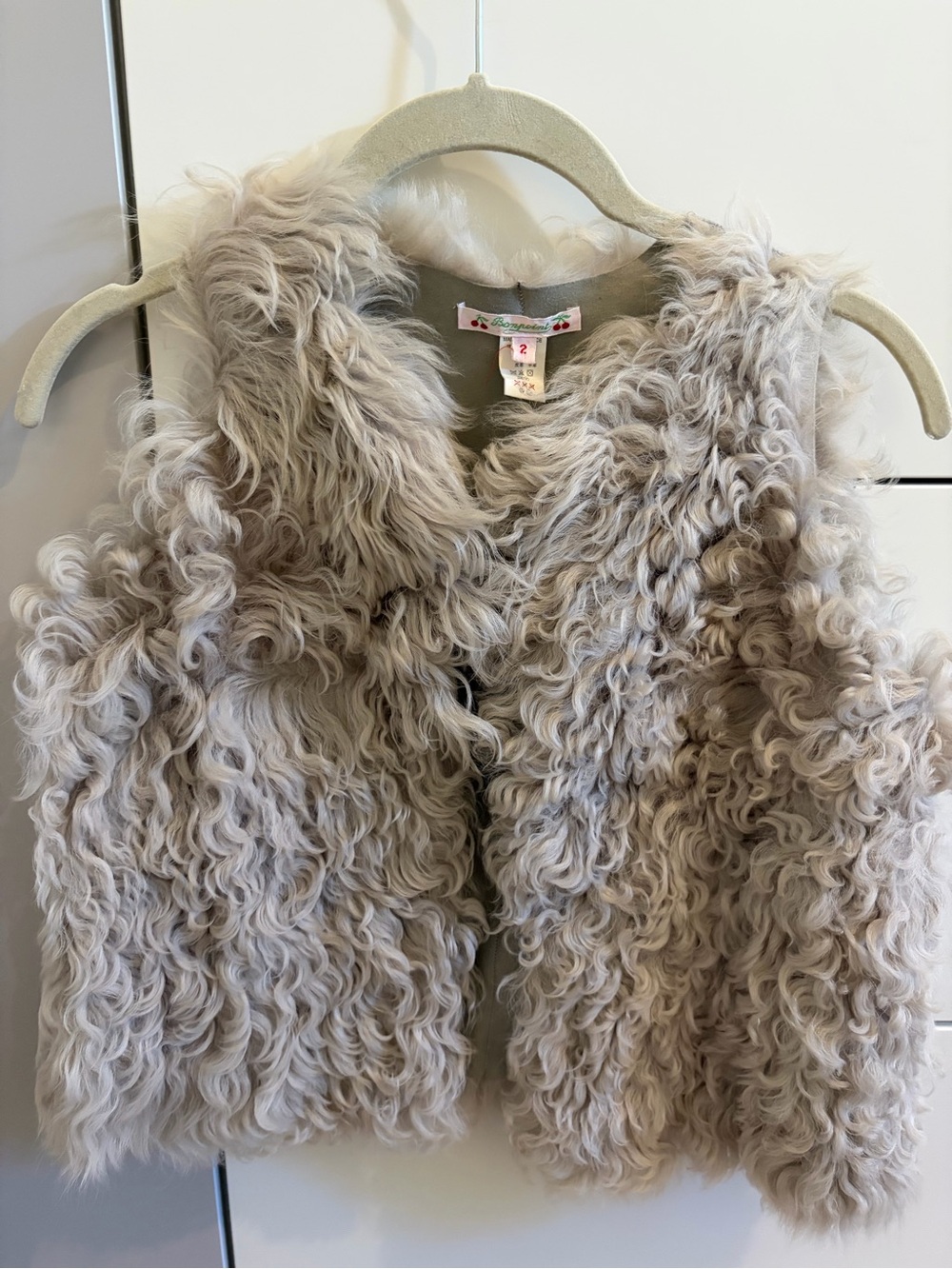 Bonpoint Lamb Fur Vest - Light Beige